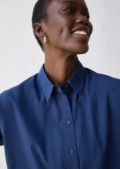 Chemisier court et oversize en coton et soie