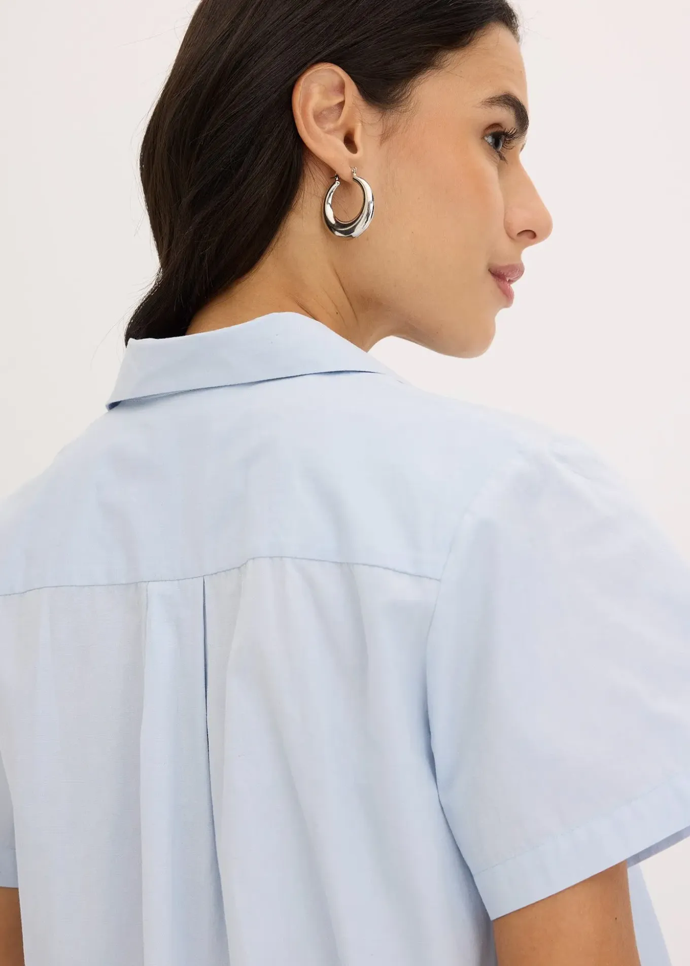 Chemisier cropped à manches courtes en popeline de coton