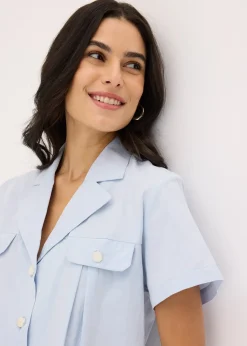 Chemisier cropped à manches courtes en popeline de coton