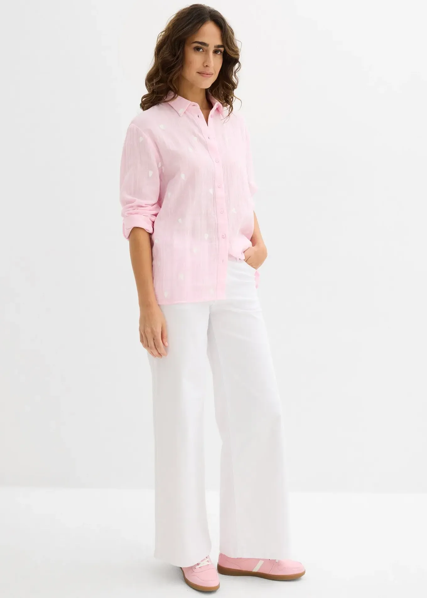 Chemisier en gaze de coton à motif cœurs