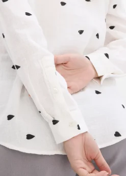 Chemisier en gaze de coton à motif cœurs