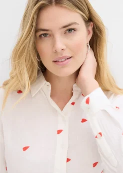 Chemisier en gaze de coton à motif cœurs