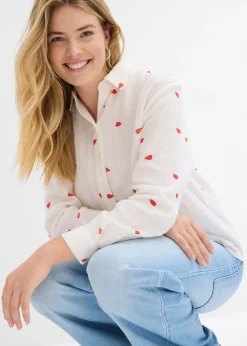 Chemisier en gaze de coton à motif cœurs