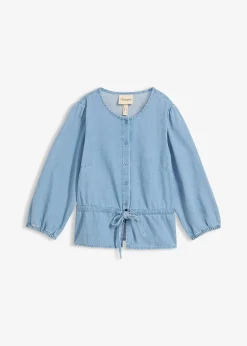 Chemisier en jean à manches bouffantes, coton