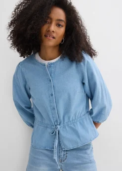 Chemisier en jean à manches bouffantes, coton