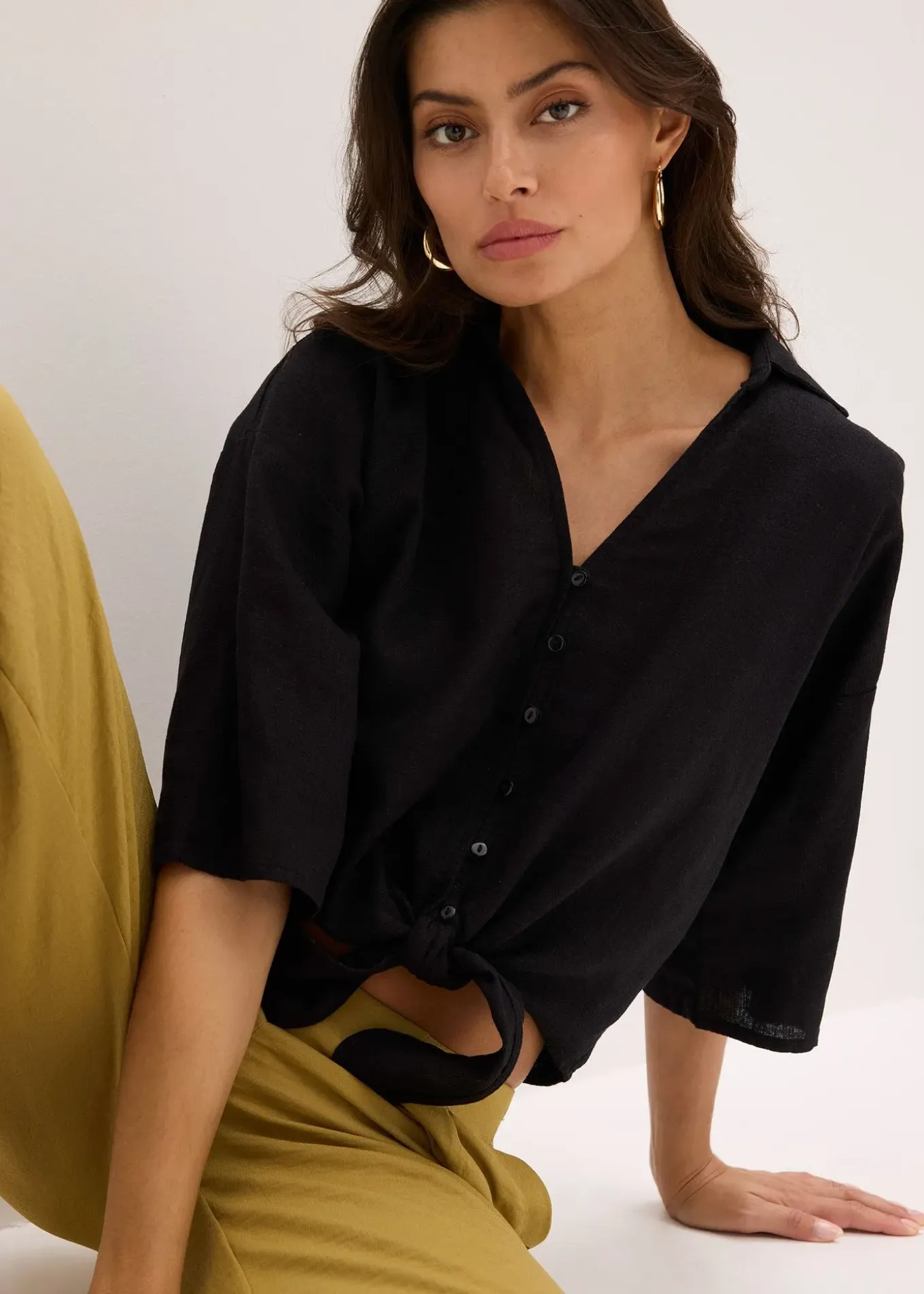 Chemisier en lin mélangé