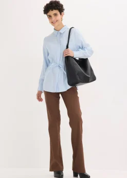 Chemisier en popeline à plis couchés