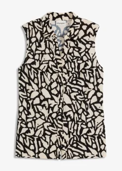 Chemisier froncé sans manches, col polo