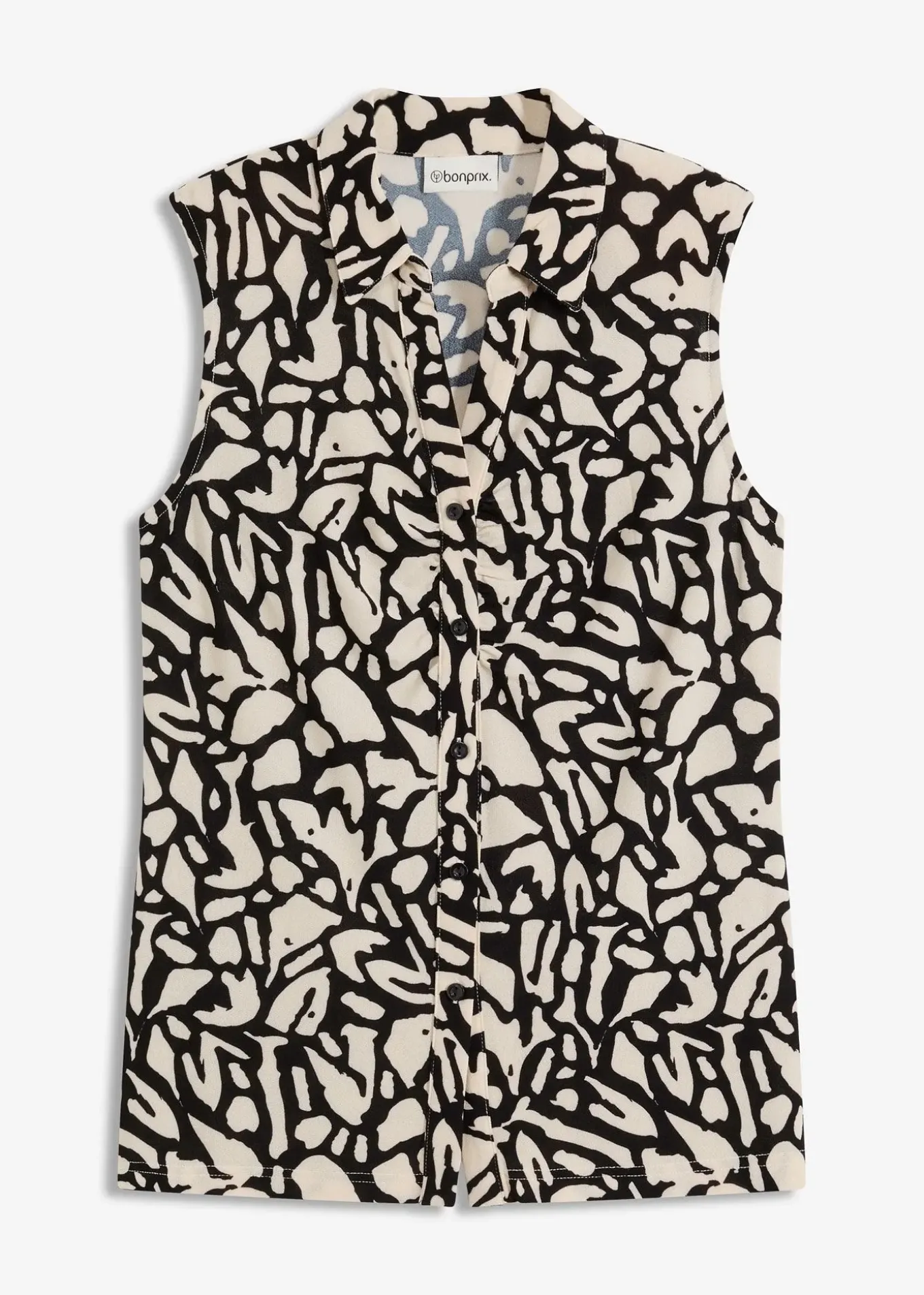 Chemisier froncé sans manches, col polo