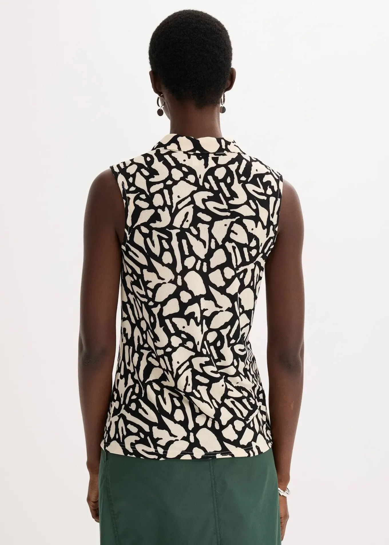 Chemisier froncé sans manches, col polo