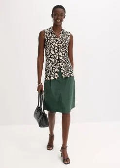 Chemisier froncé sans manches, col polo