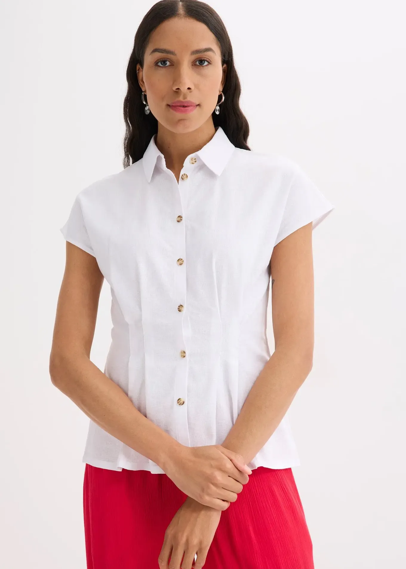 Chemisier léger à manches courtes en lin mélangé