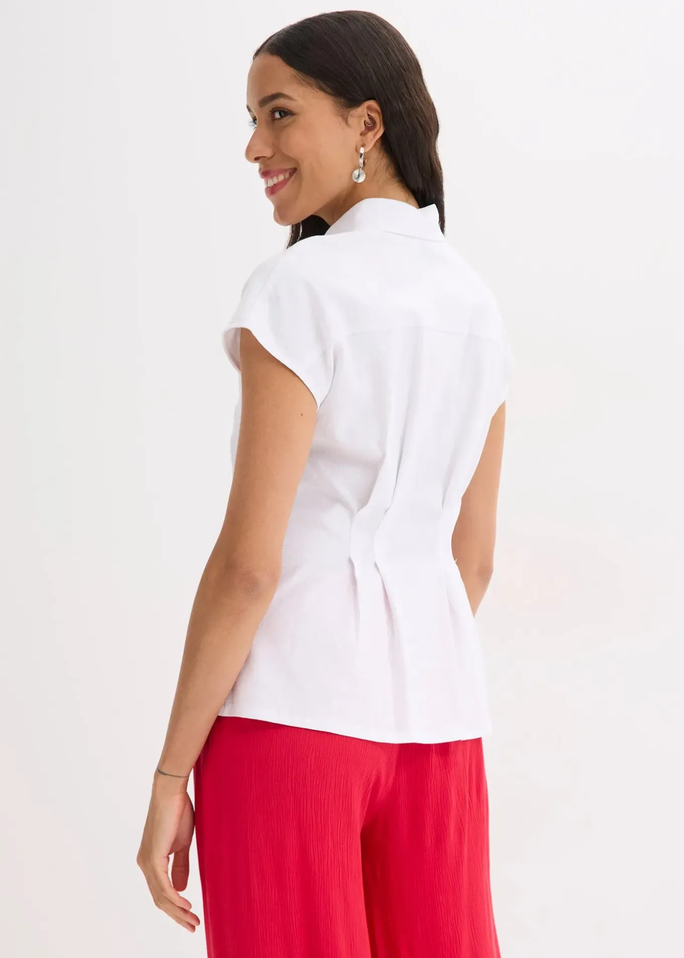 Chemisier léger à manches courtes en lin mélangé