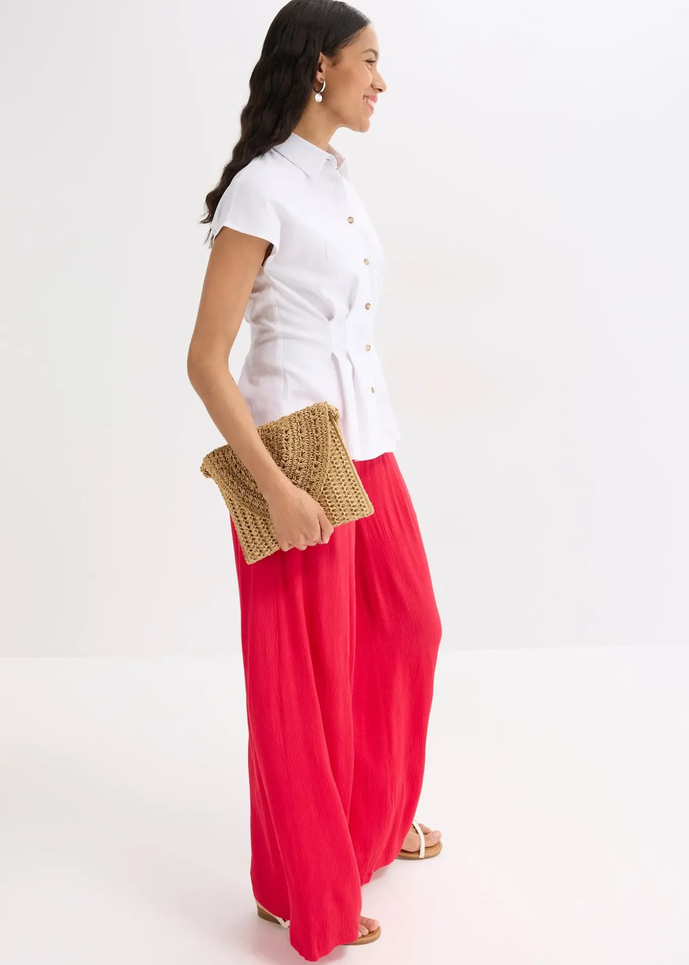 Chemisier léger à manches courtes en lin mélangé