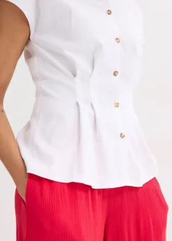 Chemisier léger à manches courtes en lin mélangé