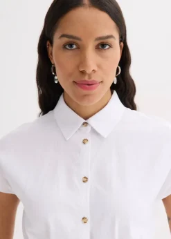 Chemisier léger à manches courtes en lin mélangé