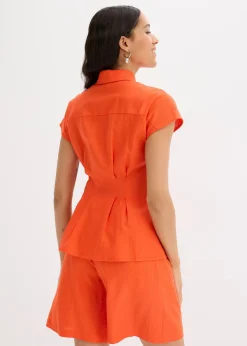 Chemisier léger à manches courtes en lin mélangé