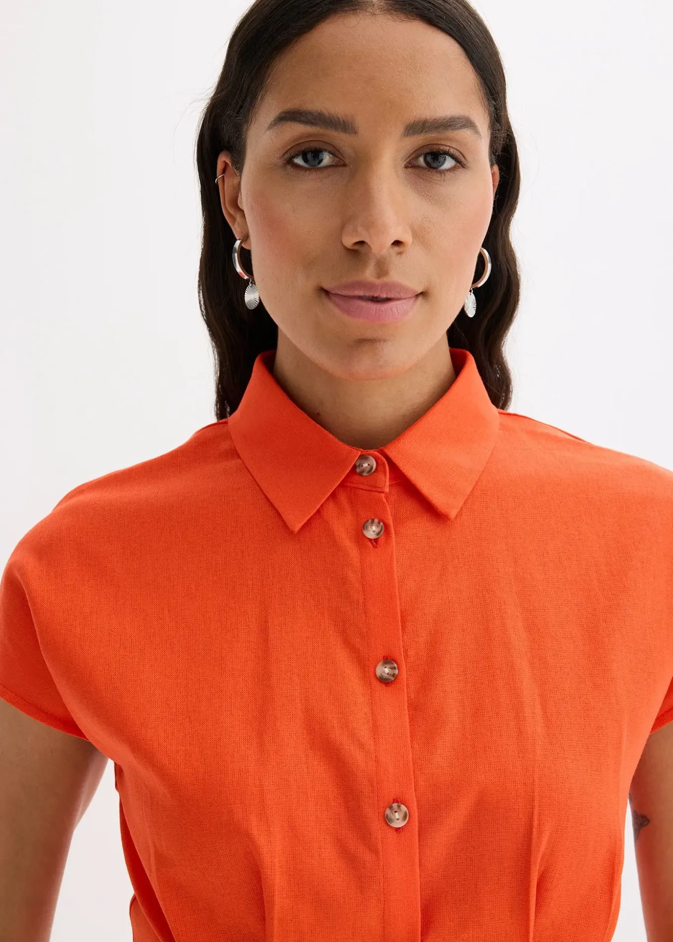 Chemisier léger à manches courtes en lin mélangé