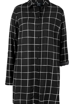 Chemisier long à carreaux, avec poches