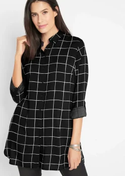 Chemisier long à carreaux, avec poches