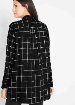 Chemisier long à carreaux, avec poches