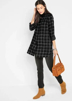 Chemisier long à carreaux, avec poches