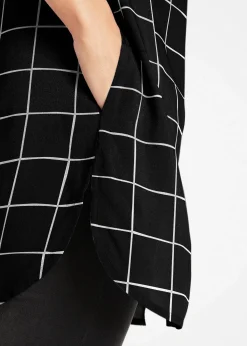 Chemisier long à carreaux, avec poches