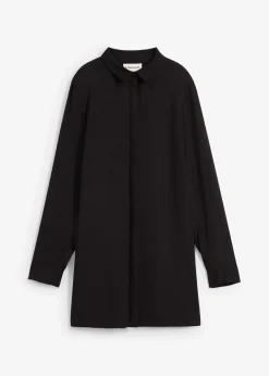 Chemisier long en viscose fluide, fendu sur les côtés