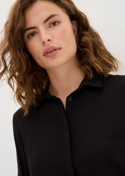 Chemisier long en viscose fluide, fendu sur les côtés