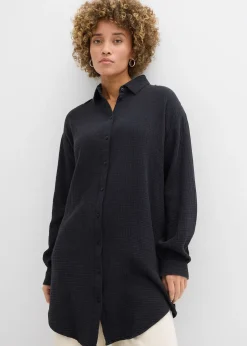 Chemisier long oversize en gaze de coton