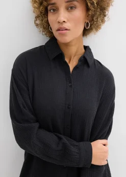 Chemisier long oversize en gaze de coton