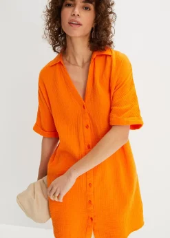Chemisier long, oversize et doux en gaze de coton