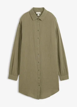 Chemisier long oversize en gaze de coton