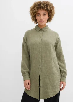 Chemisier long oversize en gaze de coton