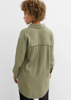 Chemisier long oversize en gaze de coton