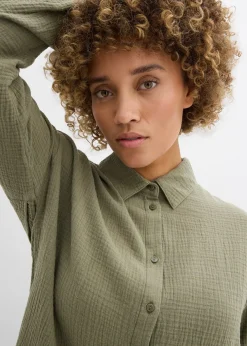 Chemisier long oversize en gaze de coton