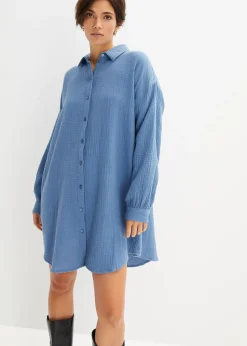 Chemisier long oversize en gaze de coton