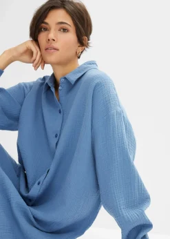 Chemisier long oversize en gaze de coton