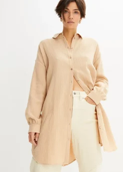 Chemisier long oversize en gaze de coton