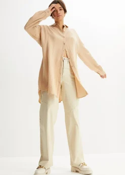 Chemisier long oversize en gaze de coton