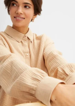 Chemisier long oversize en gaze de coton