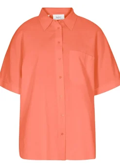 Chemisier manches coudes oversize en lin mélangé