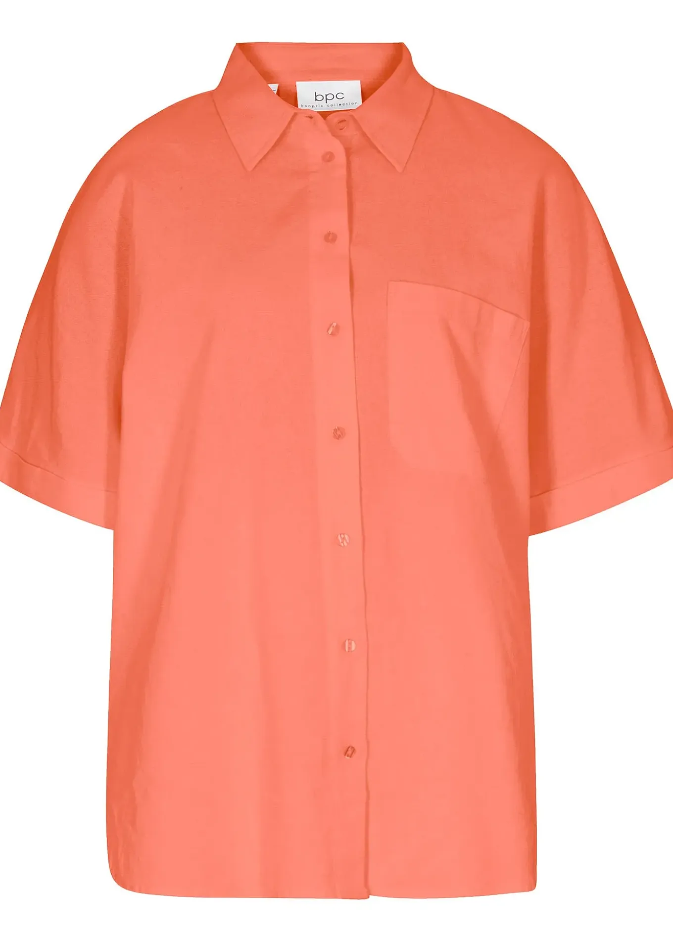 Chemisier manches coudes oversize en lin mélangé