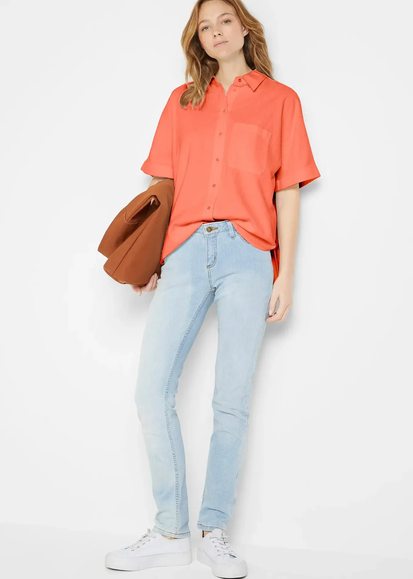 Chemisier manches coudes oversize en lin mélangé