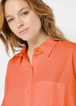 Chemisier manches coudes oversize en lin mélangé