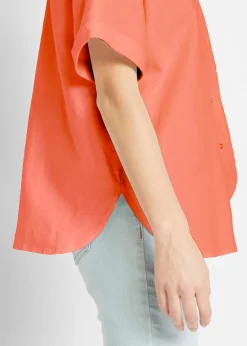 Chemisier manches coudes oversize en lin mélangé