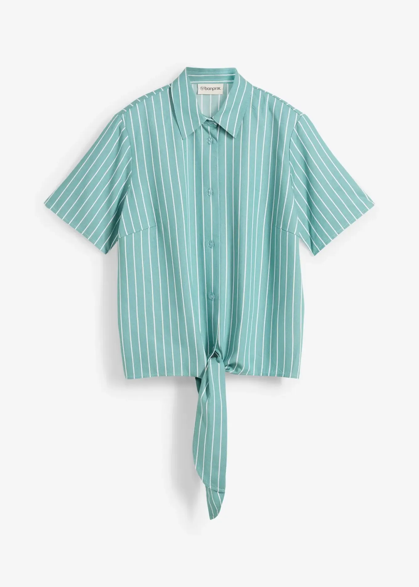 Chemisier manches courtes rayé à détail noué