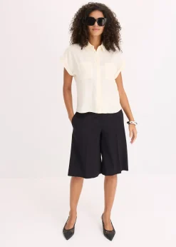 Chemisier manches courtes fluide en lyocell mélangé