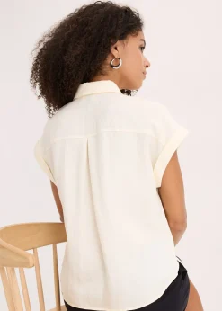 Chemisier manches courtes fluide en lyocell mélangé