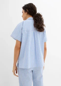 Chemisier manches courtes en seersucker